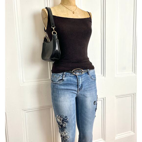 Sheer brown y2k leopard print cami with adjustable straps - Picture 4 of 7